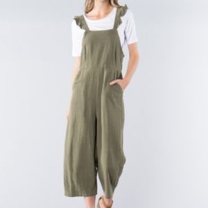 Olive Ruffle Sleeve Jumpsuit